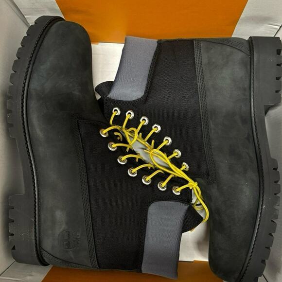 Timberland Heritage 6-Inch Waterproof Boots Black Regenerative Leather - Size 11 - Picture 4 of 12